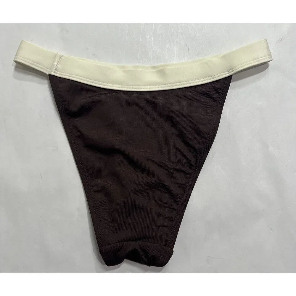 MONDAY Swimwear Santorini Bikini Bottoms in Espresso Ivory